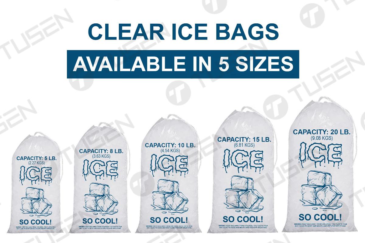 Sizes of Tusen Ice Bags for Sale